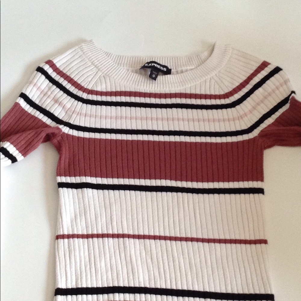 Express Color Block Stripe Brown/Cream/Black Sweat - image 4